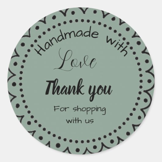 Sage green color Businessスタンプ ラウンドシール (正面)