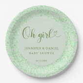 Sage Green Confetti Oh Girl Garden Chic ペーパープレート (正面)