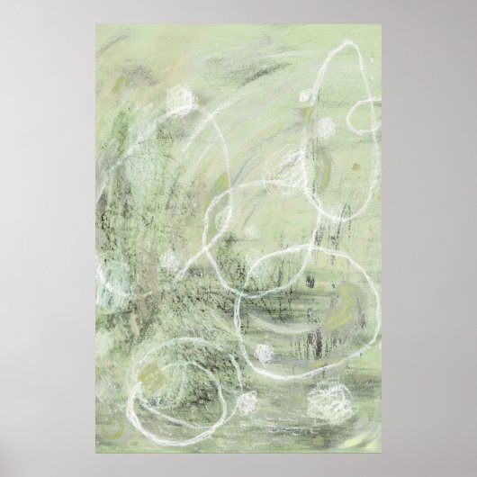 Sage Green Contemporary Abstract art Poster ポスター (正面)