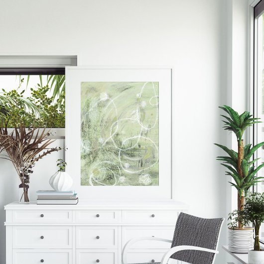 Sage Green Contemporary Abstract art Poster ポスター