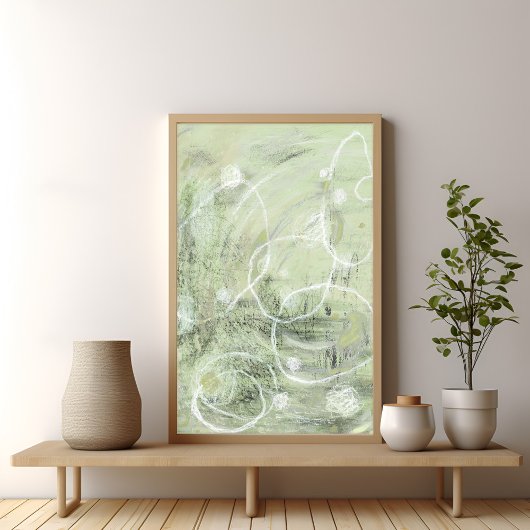 Sage Green Contemporary Abstract art Poster ポスター