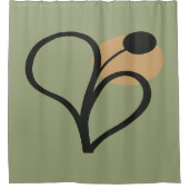 Sage Green Contemporary Botanical  シャワーカーテン (正面)