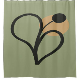 Sage Green Contemporary Botanical  シャワーカーテン