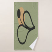 Sage Green Contemporary Botanical  バスタオル (バスタオル)