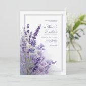 Sage Green Cool Purple Lavender Botanical Frame 招待状 (スタンド正面)