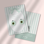 Sage Green Coquette Preppy Stripe Jewelry Display 名刺