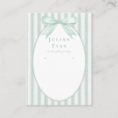 Sage Green Coquette Preppy Stripe Jewelry Display 名刺 (正面)