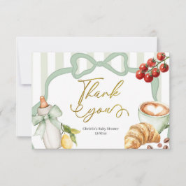 Sage Green Coquette Stripes Italy Ciao Baby サンキューカード