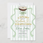 Sage Green Coquette Stripes Martini Bridal Shower 招待状 (正面)