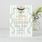 Sage Green Coquette Stripes Martini Bridal Shower 招待状 (スタンド正面)