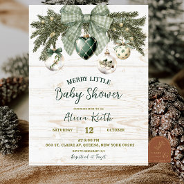 Sage Green Country Rustic Winter Baby Shower 招待状