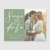 Sage Green Couple写真Save the Date Magnet Card (正面)