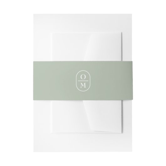 Sage Green | Couple Monogram Wedding Invitation  招待状ベリーバンド (正面例)