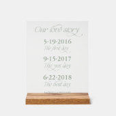 Sage Green Couple's Milestone Timeline Wedding アクリルサイン (正面)