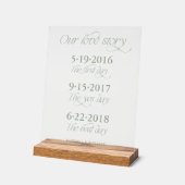 Sage Green Couple's Milestone Timeline Wedding アクリルサイン (傾斜)