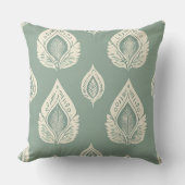 Sage Green Cream Artistic Leaves Nature クッション (正面)