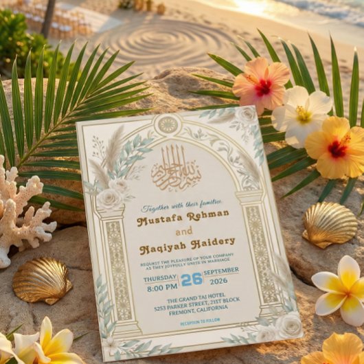 Sage Green Cream Dusty Blue Floral Luxe 招待状