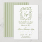 Sage Green Crest Garden Wedding Invitation 招待状 (正面/裏面)