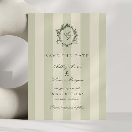 Sage Green Crest Wedding Save The Date セーブザデート