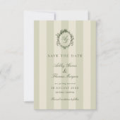 Sage Green Crest Wedding Save The Date セーブザデート (正面)