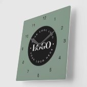 Sage Green Custom Logo Business Company Office スクエア壁時計 (傾斜)