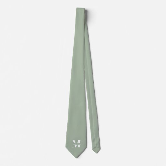 Sage Green | Custom Monogram Wedding Groomsmen  ネクタイ (正面)