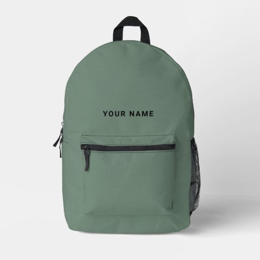 Sage Green Custom Name Backpack プリントバックパック (正面)