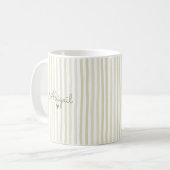 Sage Green Custom Name Striped Cup Gift For Her  コーヒーマグカップ (正面左)