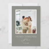 Sage Green Custom Photo Christmas Greeting Card 招待状 (正面)