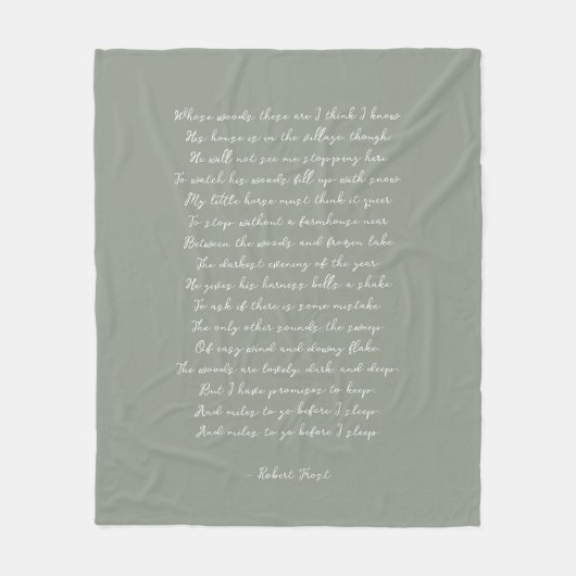 Sage Green Custom Poem Song Lyric Quote フリースブランケット (正面)