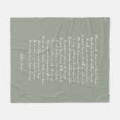 Sage Green Custom Poem Song Lyric Quote フリースブランケット (正面(横))