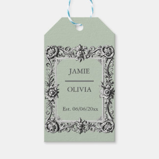 sage green Custom Victorian Scroll Frame – wedding ギフトタグ