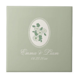 Sage Green Custom Wedding Ceramic Tile タイル
