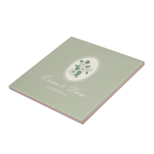 Sage Green Custom Wedding Ceramic Tile タイル (側面)