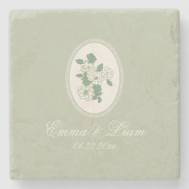 Sage Green Custom Wedding Coasters ストーンコースター