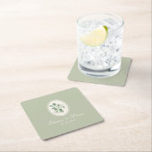 Sage Green Custom Wedding Paper Coasters スクエアペーパーコースター (インサイチュ)