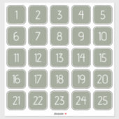 Sage Green Customizable Square Number Stickers  シール (シート)