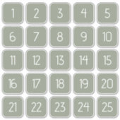 Sage Green Customizable Square Number Stickers  シール (正面)