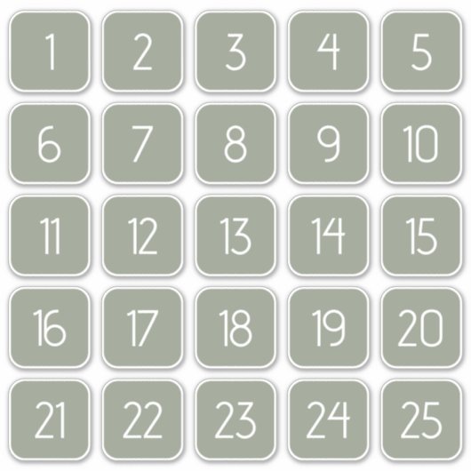 Sage Green Customizable Square Number Stickers  シール (正面)