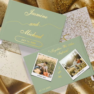 Sage Green Cuteの写真結婚金ゴールドスクリプト ゲストブック