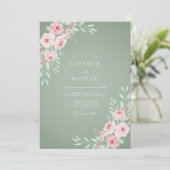 Sage Green Dainty Rose Wedding 招待状 (スタンド正面)