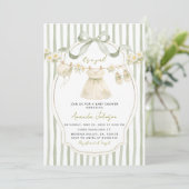 Sage Green Daisy Clothesline Baby Shower Invite 招待状 (スタンド正面)