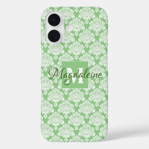 Sage Green Damask iPhone iPadケース（モノグラム） 16ケース