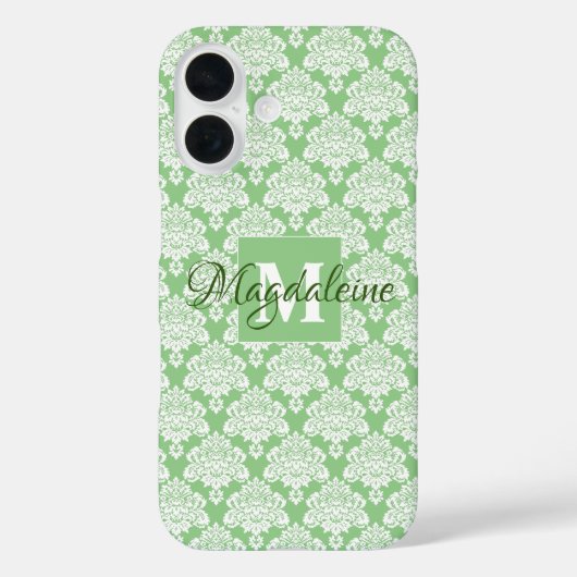 Sage Green Damask iPhone iPadケース(モノグラム) Case-Mate iPhoneケース (裏面)