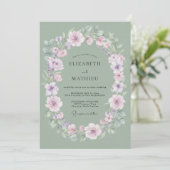 Sage Green Delicate Floral Wedding 招待状 (スタンド正面)