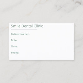 Sage Green Dental Appointment Card One Line 予約カード