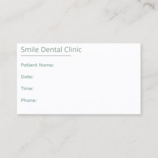 Sage Green Dental Appointment Card One Line 予約カード
