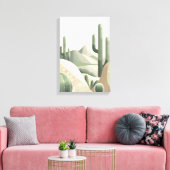 Sage Green Desert Modern Boho Cactus Landscape キャンバスプリント (インサイチュ (リビング))