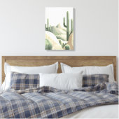 Sage Green Desert Modern Boho Cactus Landscape キャンバスプリント (インサイチュ (寝室))