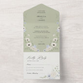 Sage Green | Detachable RSVP | Minimalist Wedding オールインワン招待状 (内側)